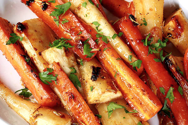 Vegetables roasted in an air fryer
