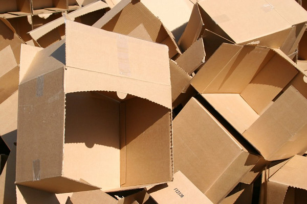 Salvaged cardboard boxes for sheet mulching