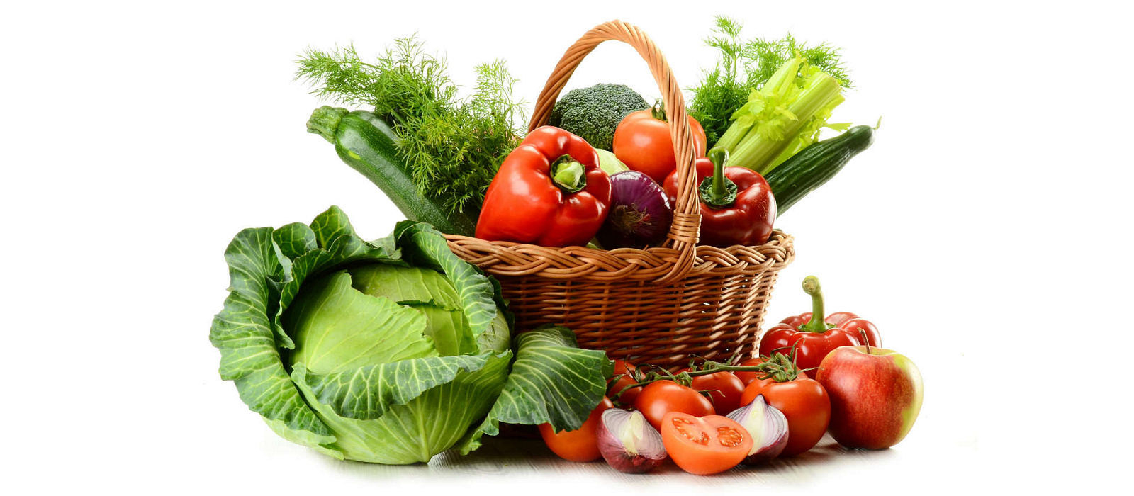 Basket of home grown food from Feeding Wales