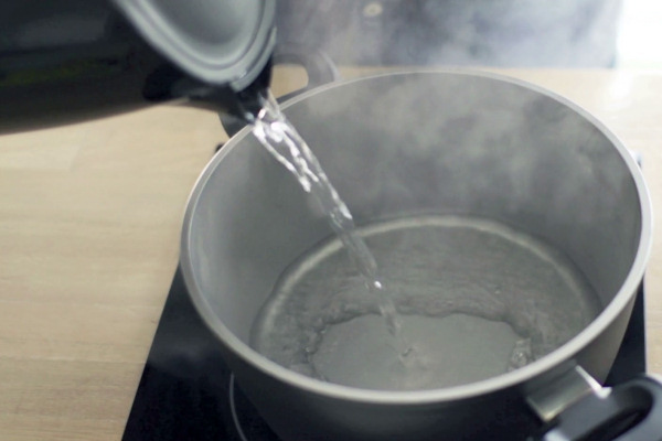 Boil water before adding to pan